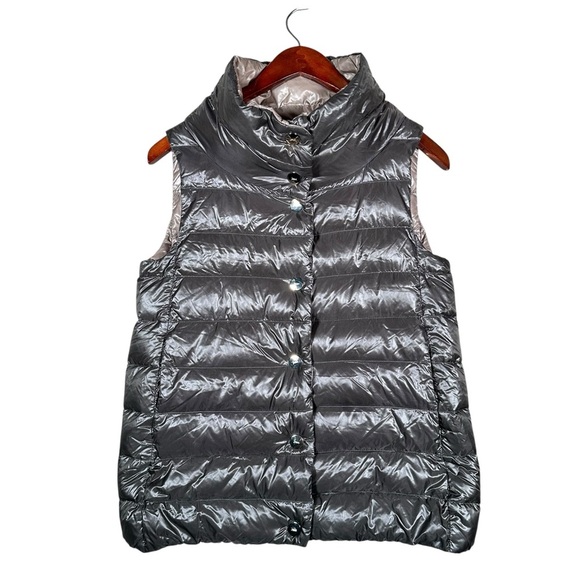 HERNO Giulia Goose Down Puffer Gilet Vest in charcoal - Picture 3 of 12